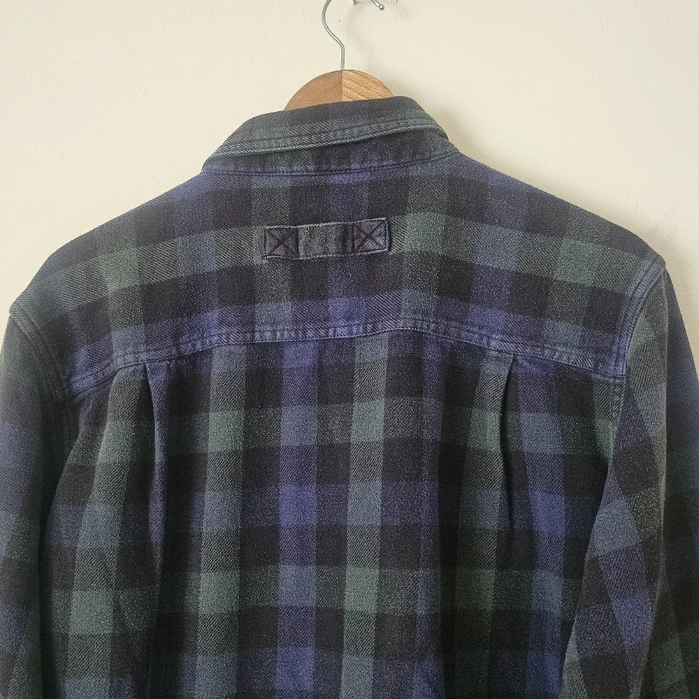 Woolrich Blackwatch Tartan Men's Plaid Flannel Button Up Shirt Blue Green Sz L